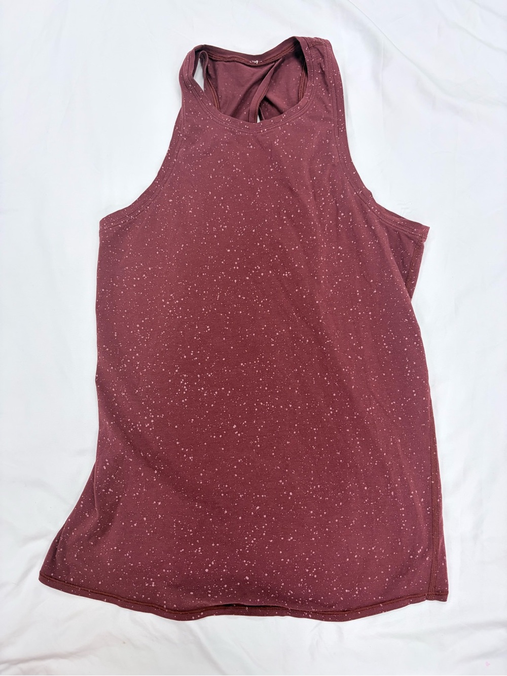 Source Unknown Maroon Speckled Racerback Tank